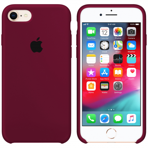 Silicone Case (AA) для iPhone 7/8/SE (2020) (Marsala)-0